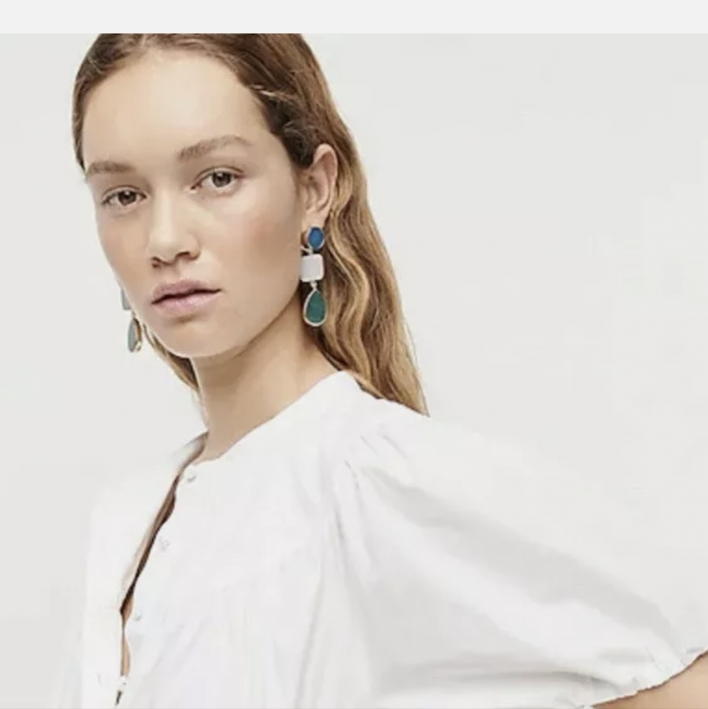 J. Crew Triple  Drop Framed  Agate  Earrings